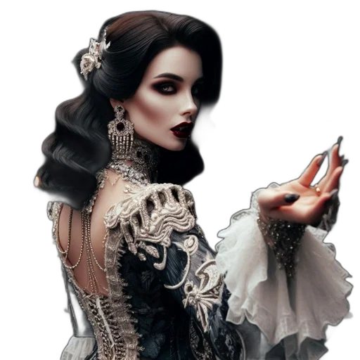dress, jewelry, staff, face transparent PNG cut-out