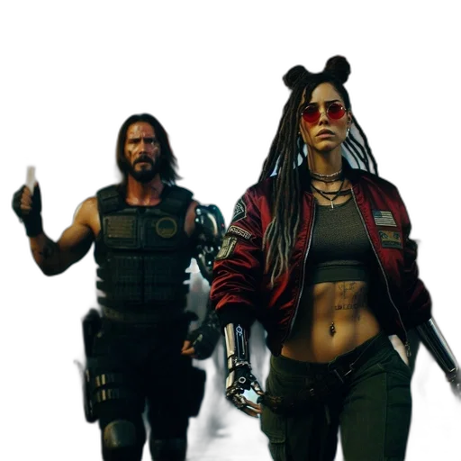 concept art, cyberpunk, comic book art, 3d render transparent PNG cut-out