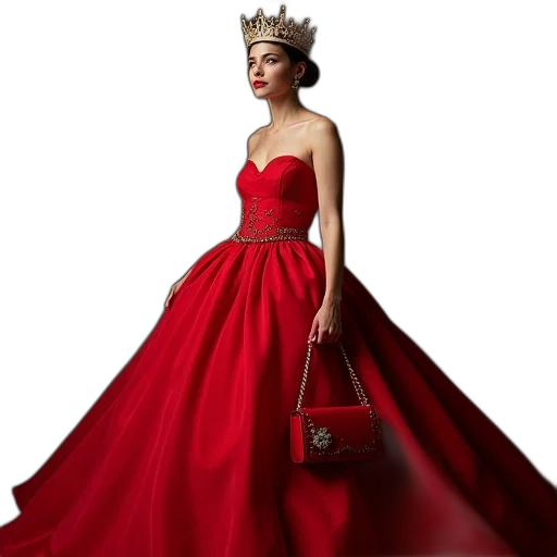 dress, crown, jewelry, photorealistic transparent PNG cut-out