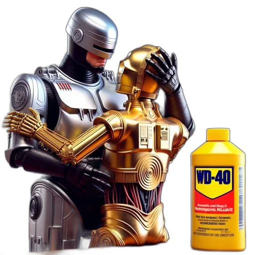 robot, bottle, outer space, two transparent PNG cut-out