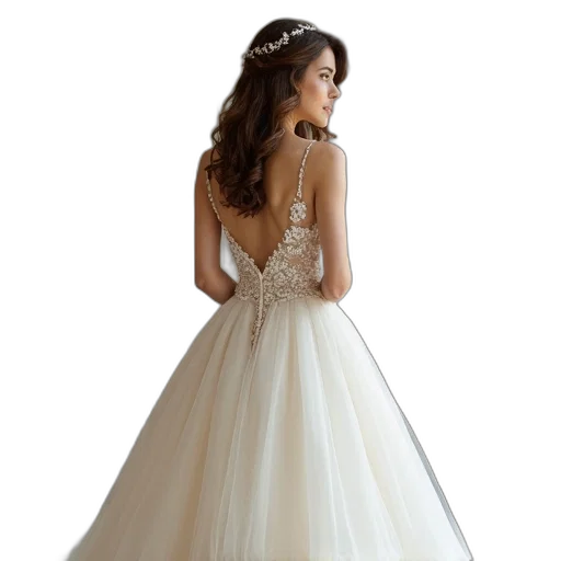 dress, crown, jewelry, photorealistic transparent PNG cut-out