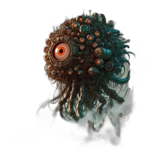 creature, mask, hair, robot transparent PNG cut-out