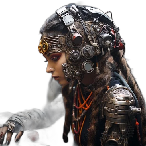 robot, mask, face, jacket transparent PNG cut-out