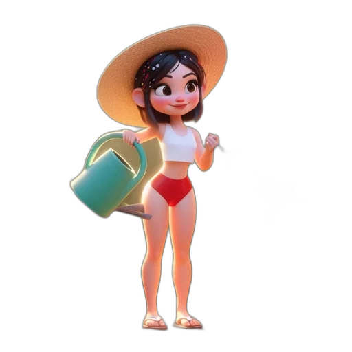 hat, staff, dress, 3d render transparent PNG cut-out