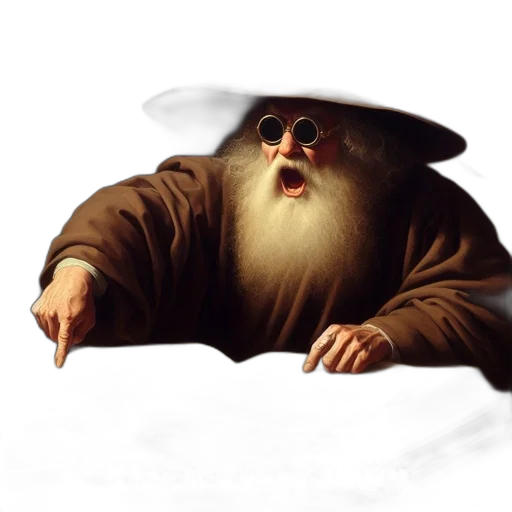 hat, creature, staff, face transparent PNG cut-out