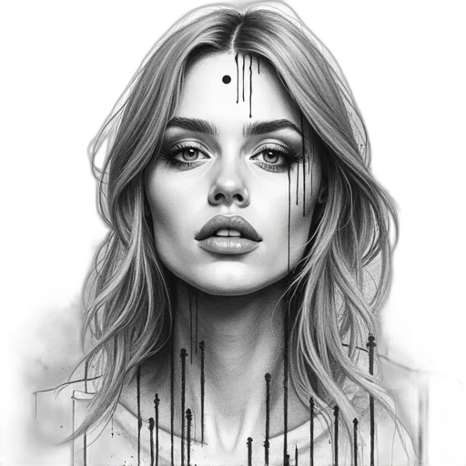 face, jewelry, photorealistic, pencil sketch transparent PNG cut-out