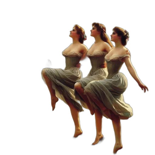 dress, photorealistic, three, women transparent PNG cut-out