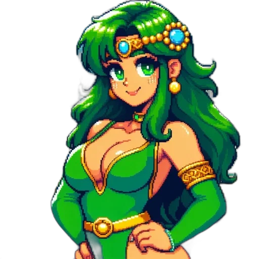 dress, crown, jewelry, staff transparent PNG cut-out