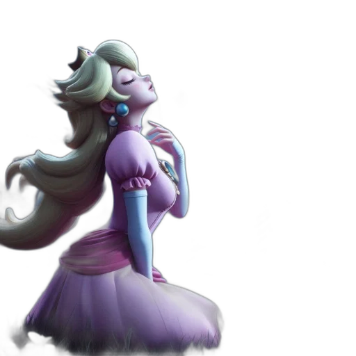 dress, creature, staff, hair transparent PNG cut-out