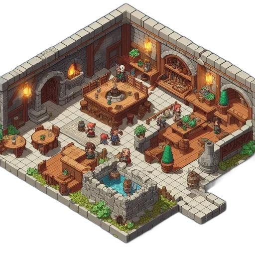 furniture, building, pixel art, 3d render transparent PNG cut-out