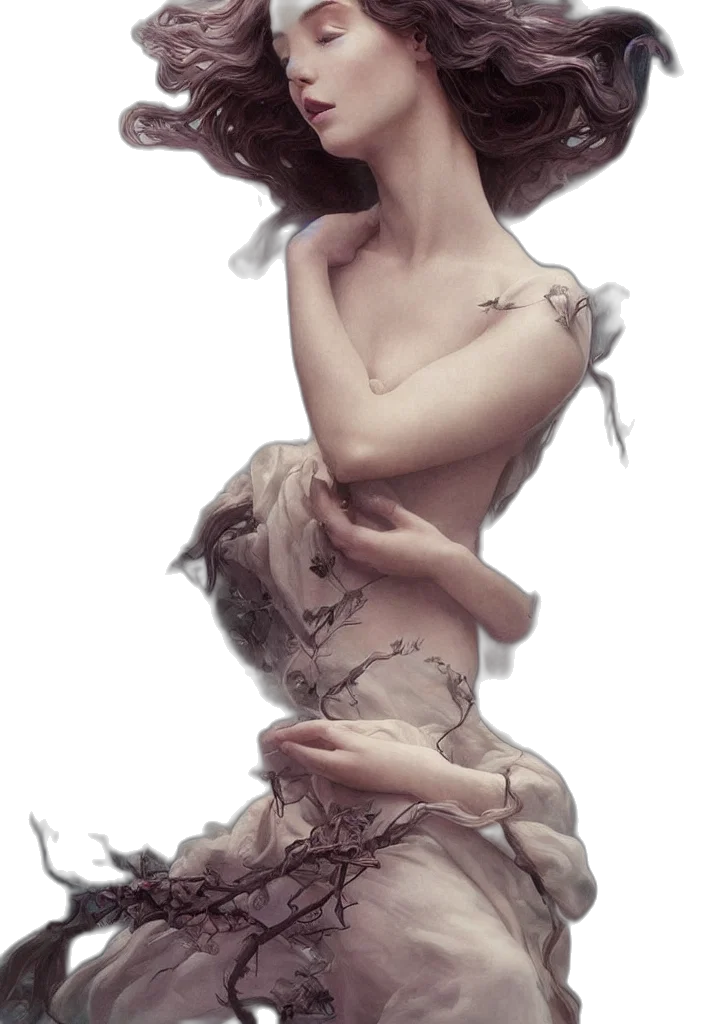 dress, crown, creature, face transparent PNG cut-out