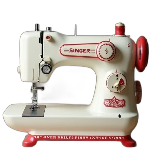 vintage, white, red, singer transparent PNG cut-out