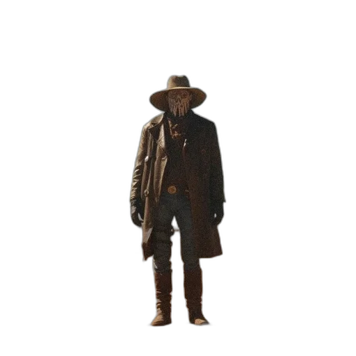 jacket, hat, staff, weapon transparent PNG cut-out