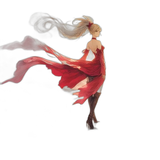 dress, hair, staff, concept art transparent PNG cut-out