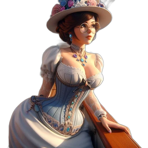 dress, hat, crown, staff transparent PNG cut-out