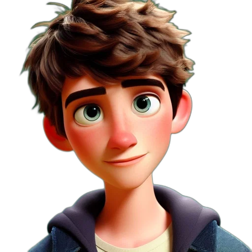 face, jacket, cartoon, 3d render transparent PNG cut-out