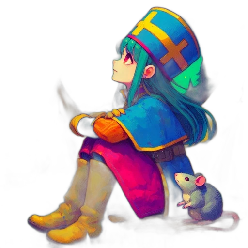 hat, staff, robot, creature transparent PNG cut-out
