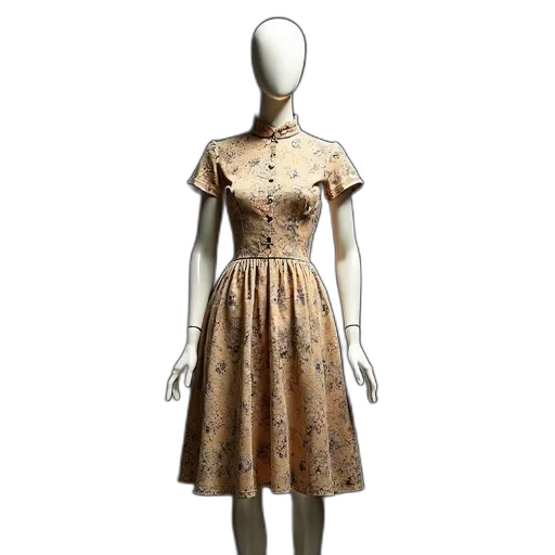 dress, earth tones, mannequin, dressed transparent PNG cut-out