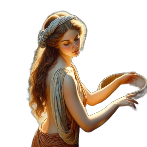 dress, jewelry, staff, fantasy art transparent PNG cut-out