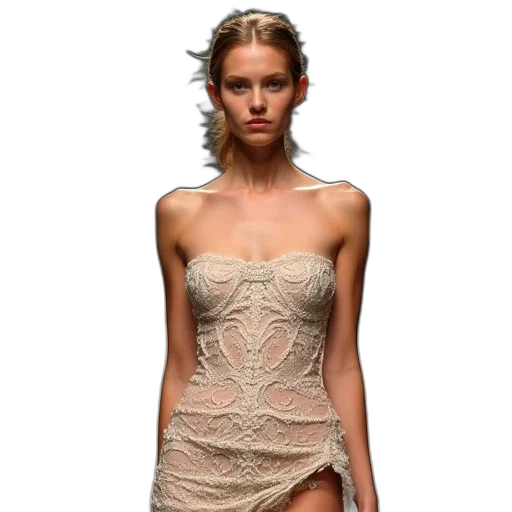 dress, earth tones, model, catwalk transparent PNG cut-out