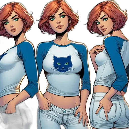 comic book art, concept art, cartoon, female transparent PNG cut-out