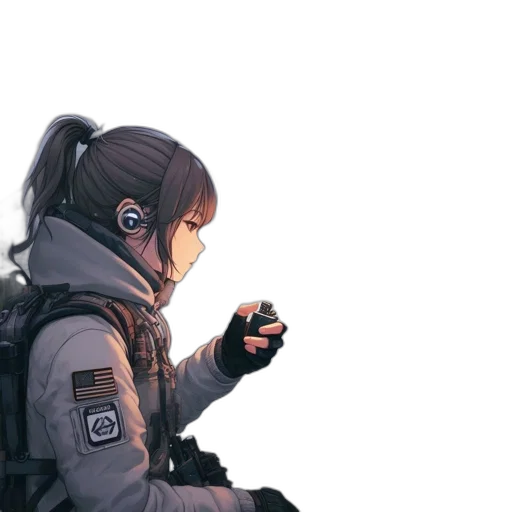 jacket, weapon, robot, face transparent PNG cut-out