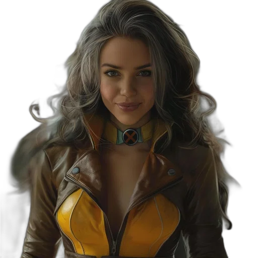 jacket, jewelry, hair, face transparent PNG cut-out