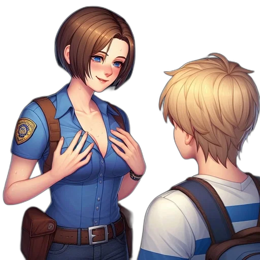 staff, jacket, face, weapon transparent PNG cut-out