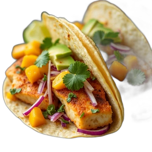 food, photorealistic, fish, tacos transparent PNG cut-out