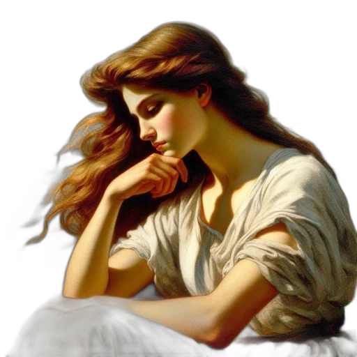 dress, face, jewelry, oil painting transparent PNG cut-out