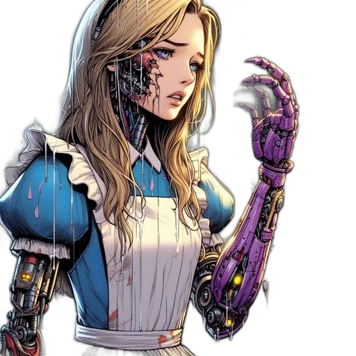 robot, comic book art, concept art, cyberpunk transparent PNG cut-out