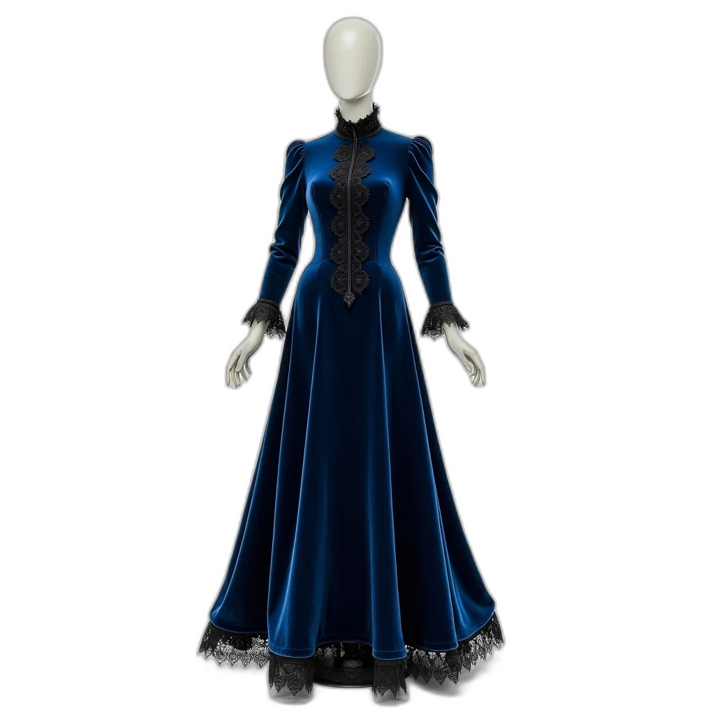 dress, concept art, 3d render, blue transparent PNG cut-out