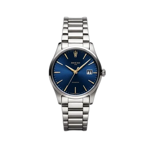 jewelry, silver, wristwatch, blue transparent PNG cut-out