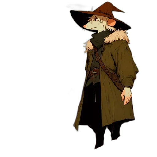 staff, hat, jacket, concept art transparent PNG cut-out