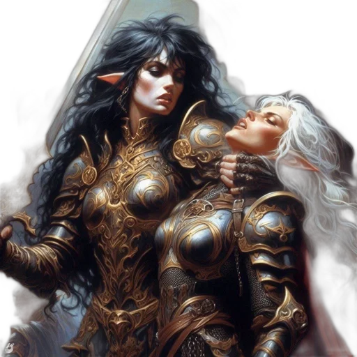 fantasy art, comic book art, concept art, golden transparent PNG cut-out