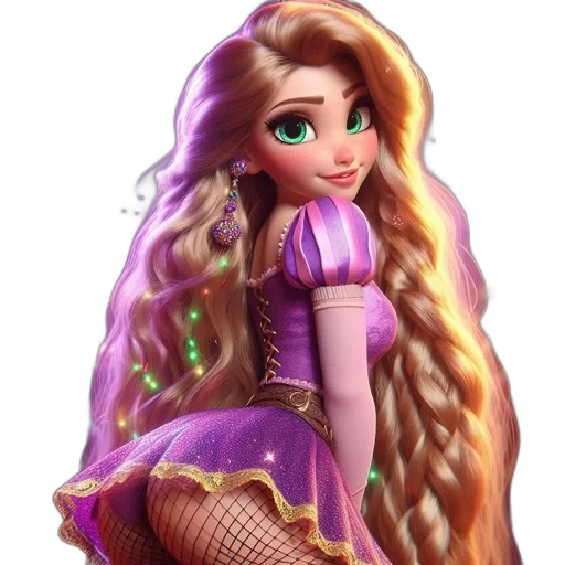 dress, hair, 3d render, fantasy art transparent PNG cut-out
