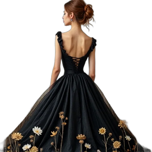 dress, crown, jewelry, photorealistic transparent PNG cut-out