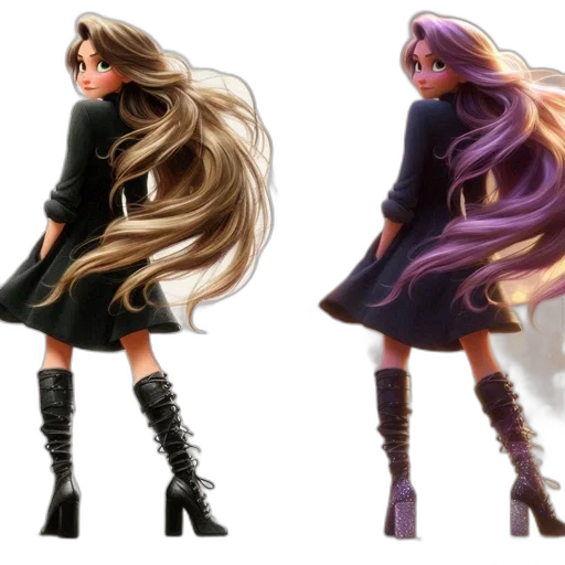 hair, dress, concept art, 3d render transparent PNG cut-out
