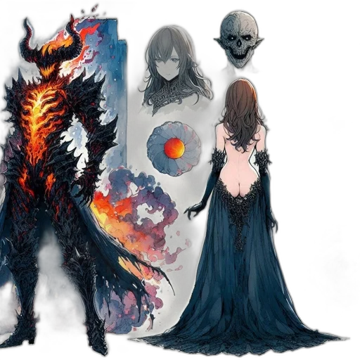 dragon, dress, mask, concept art transparent PNG cut-out