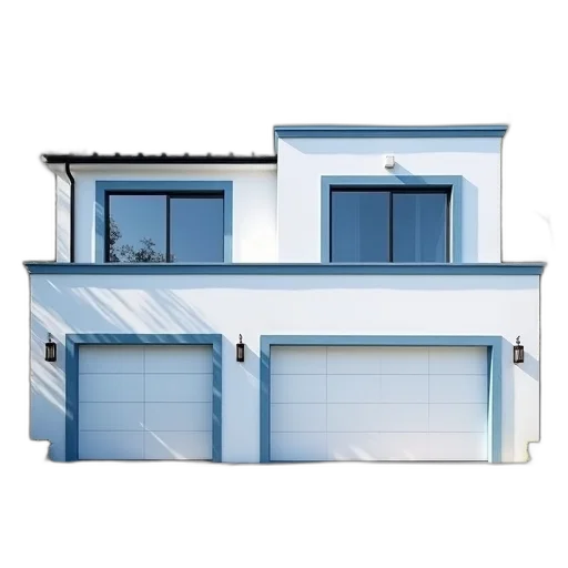 building, 3d render, photorealistic, blue transparent PNG cut-out