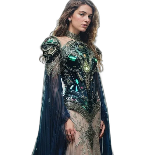 dress, jacket, jewelry, dragon transparent PNG cut-out
