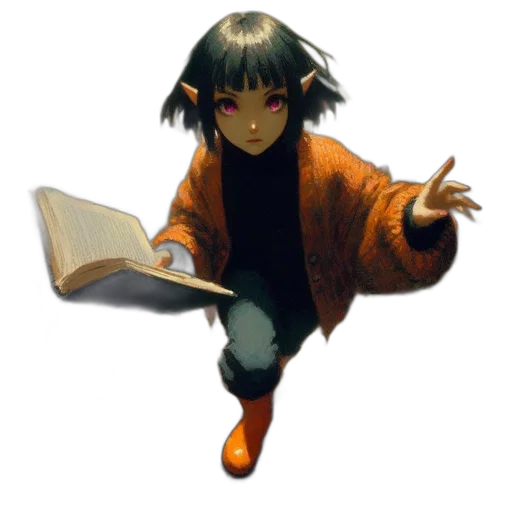 jacket, creature, staff, mask transparent PNG cut-out