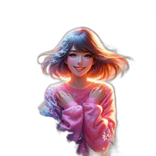 dress, face, staff, hair transparent PNG cut-out