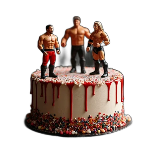 3d render, cake, wrestling, figures transparent PNG cut-out