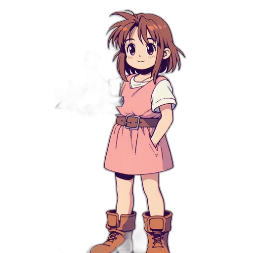dress, shoes, creature, staff transparent PNG cut-out