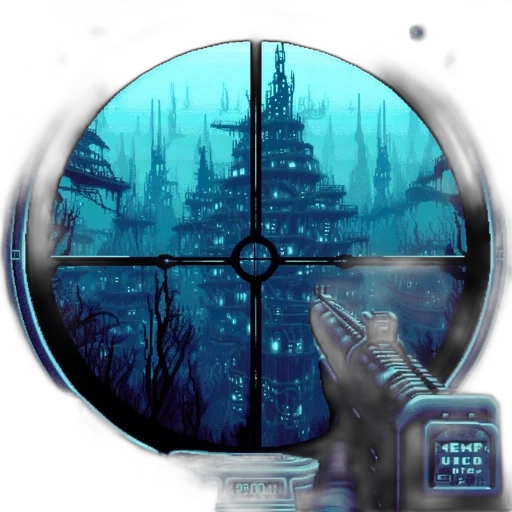 weapon, concept art, pixel art, cyberpunk transparent PNG cut-out