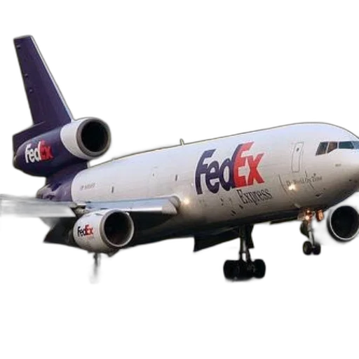 photorealistic, fedex, express, airplane transparent PNG cut-out