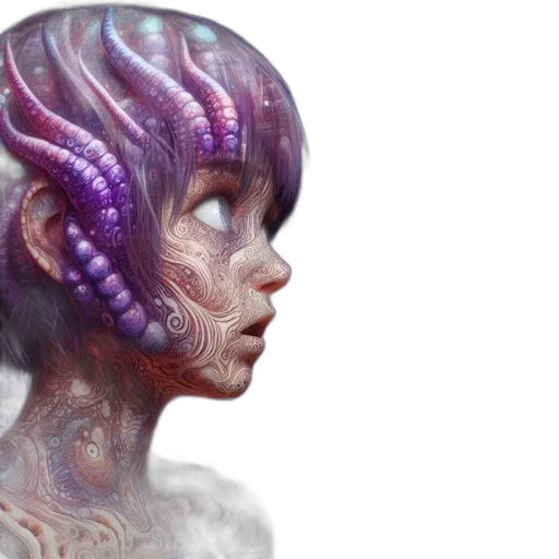 creature, hair, face, concept art transparent PNG cut-out