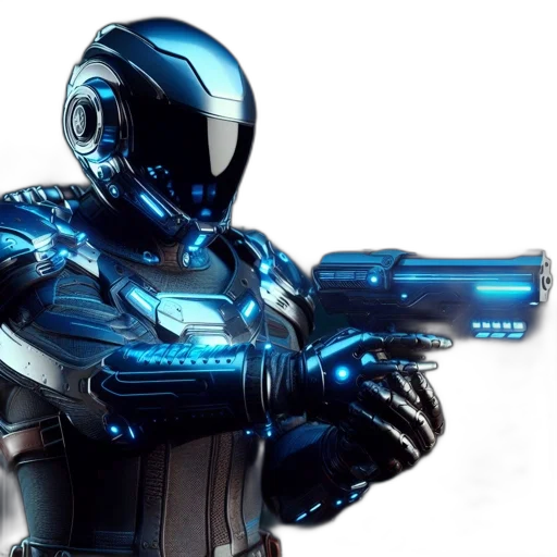 robot, weapon, concept art, 3d render transparent PNG cut-out