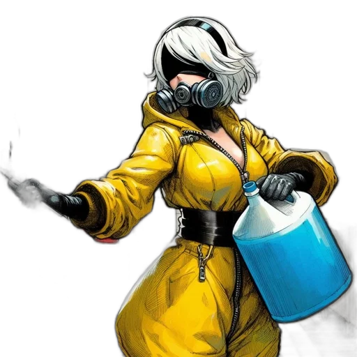 jacket, mask, robot, comic book art transparent PNG cut-out